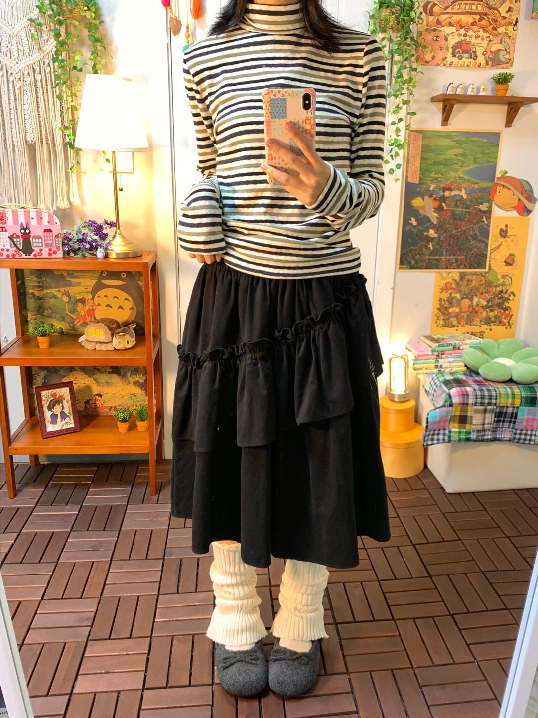 마지 Cloudy peach frill sk ( 2 color )