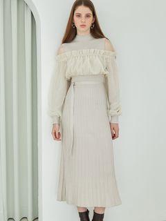 異素材ドッキングオフショルニットワンピース