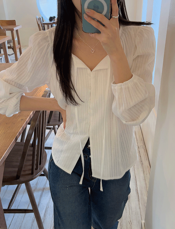 데이인 엘링 셔링 레이스 블라우스