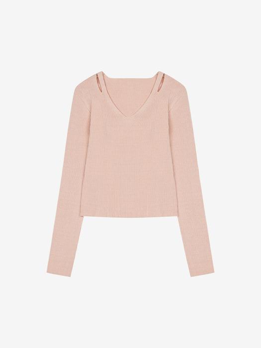 립 니트 슬릿 브이넥 풀오버 (VKUCA2916)