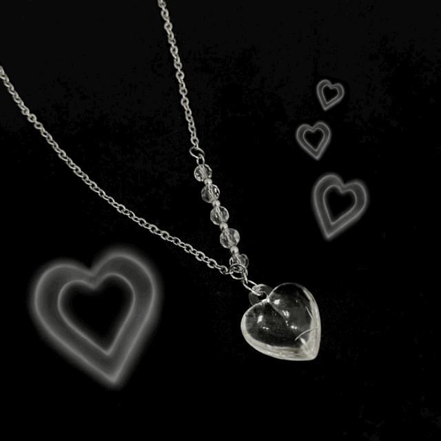 [clear heart] 아크릴 투명 하트 비즈 올 써지컬스틸 체인 목걸이