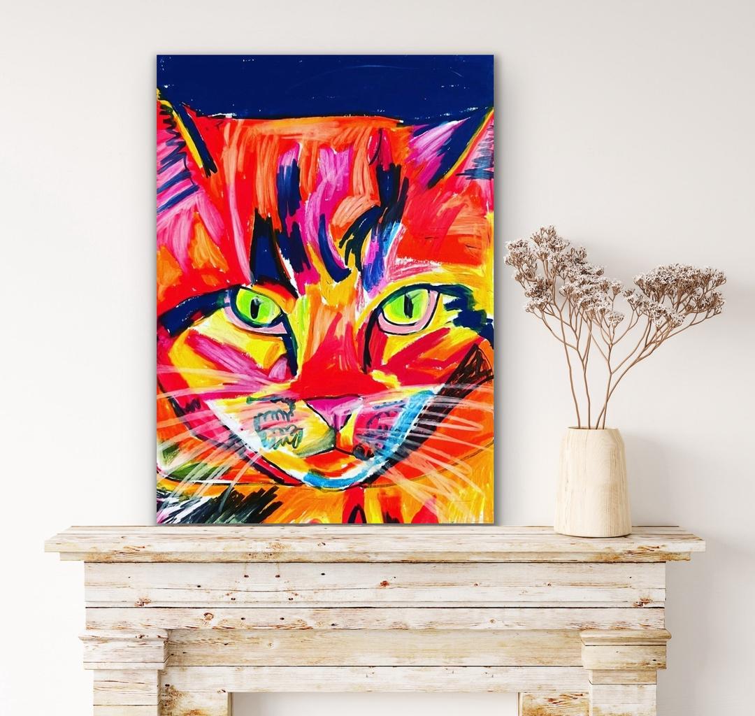 Orange Cat - Stretched Canvas Print in more sizes - 11x14" $50