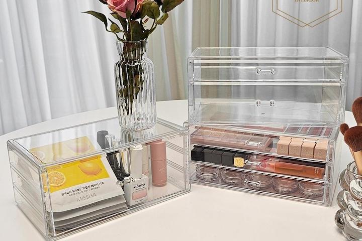3단 아크릴 립스틱 정리함 화장품 보관함 네일 섀도우 수납함 3size