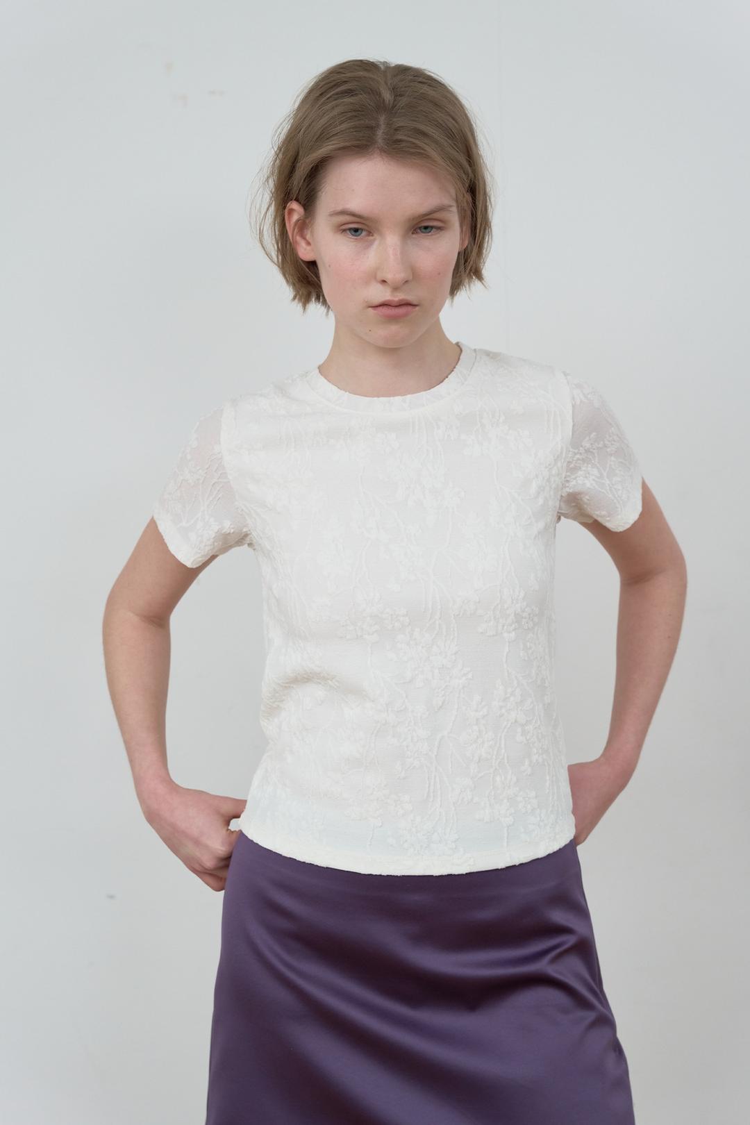 LACE SLIM T-SHIRT_CREAM