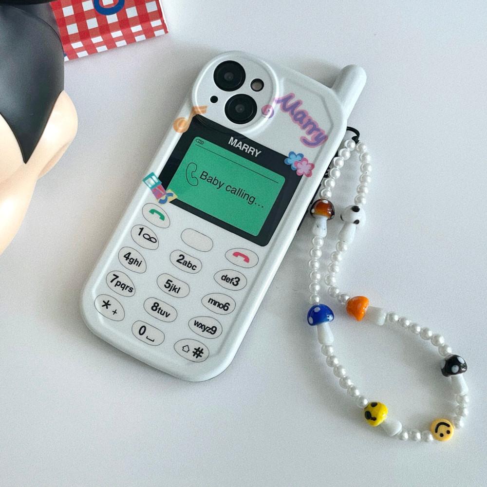 화이트 삐삐 레트로 y2k 하이틴 안테나 화이트 아이폰14 케이스