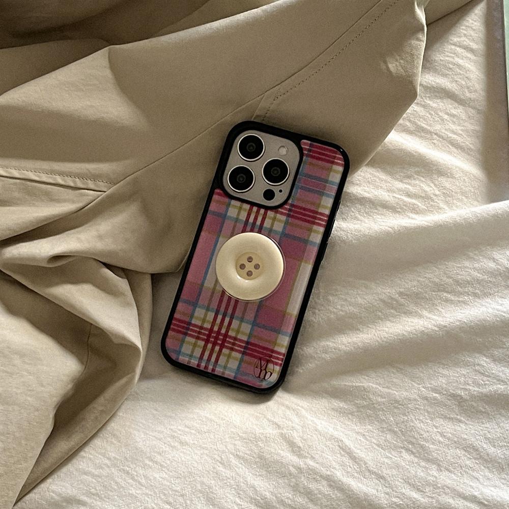 vintage tartan check 아이폰 16 pro 에폭시 범퍼 케이스 pink
