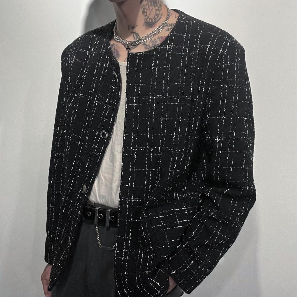 남자 남성 트위드 자켓