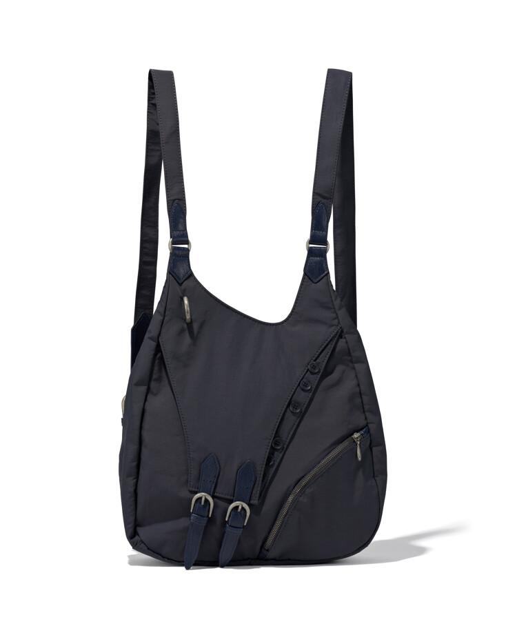 BUCKLE STRAP NYLON RUCKSACK - CHARCOAL