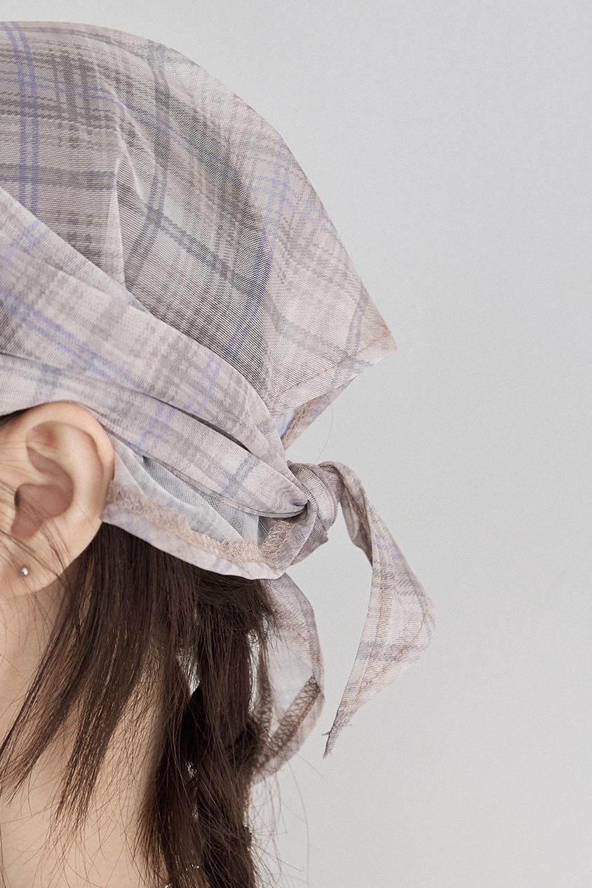CHECK SHEER SCARF