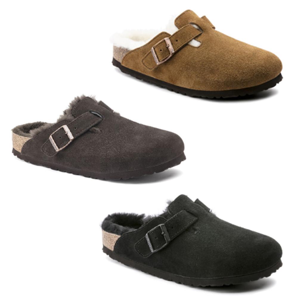 버켄스탁 보스턴 퍼 모카 밍크 블랙