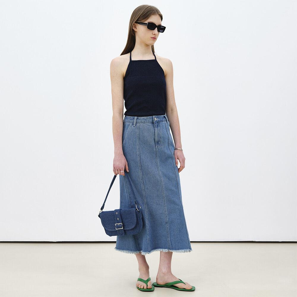 R LINE DENIM SKIRT_BLUE