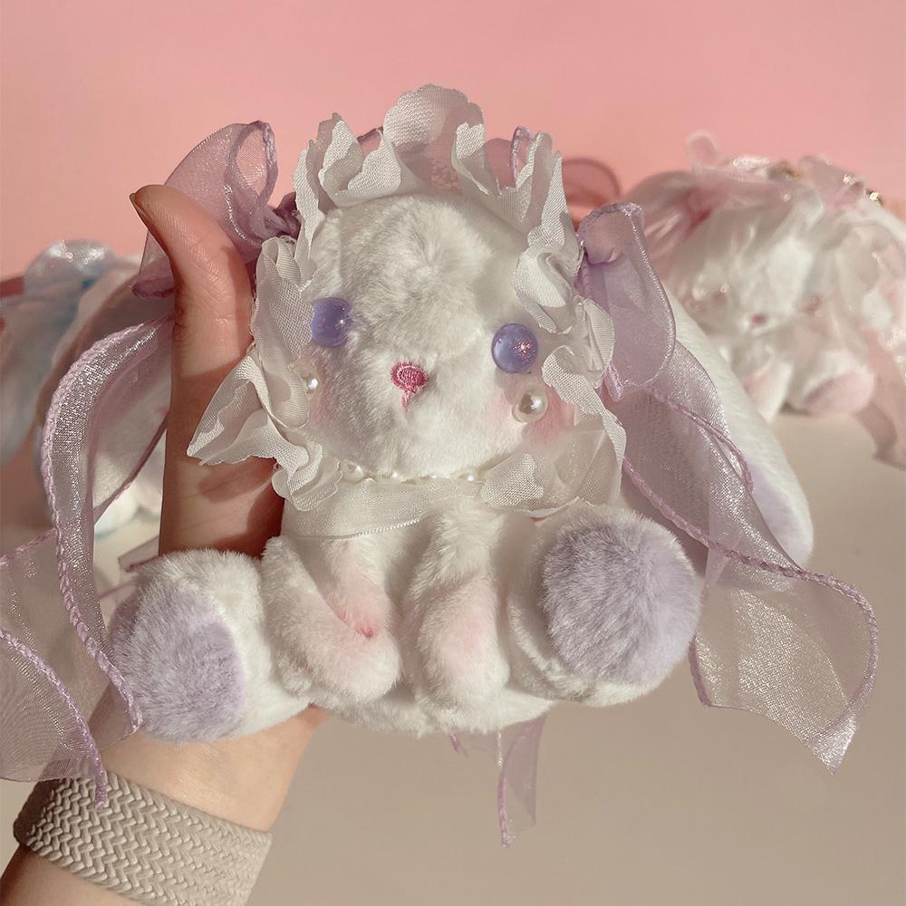 루루바이브 레이스 리본 토끼💜 인형 키링 가방고리 키홀더