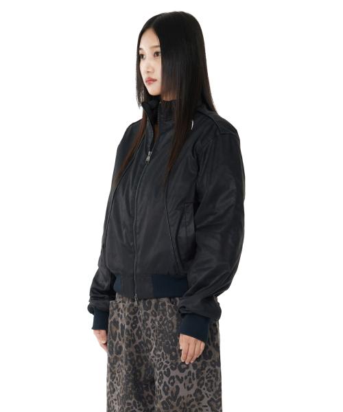 Piping Leather Blouson (Black)