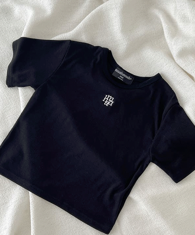 무아무아 [2TYPE] 시그니처 크롭 반팔티셔츠: 2color