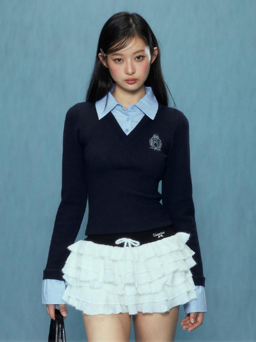 Weekendhub Shirt Layer V-neck Sweater