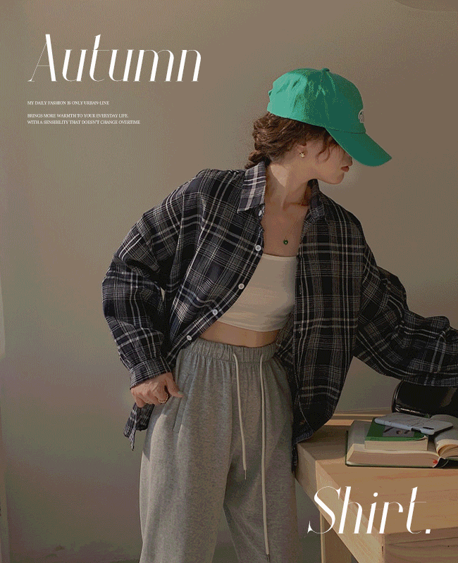 [살안타템/한여름에도쭉] 캐주얼 체크 루즈핏 린넨 긴팔 셔츠 - 2color