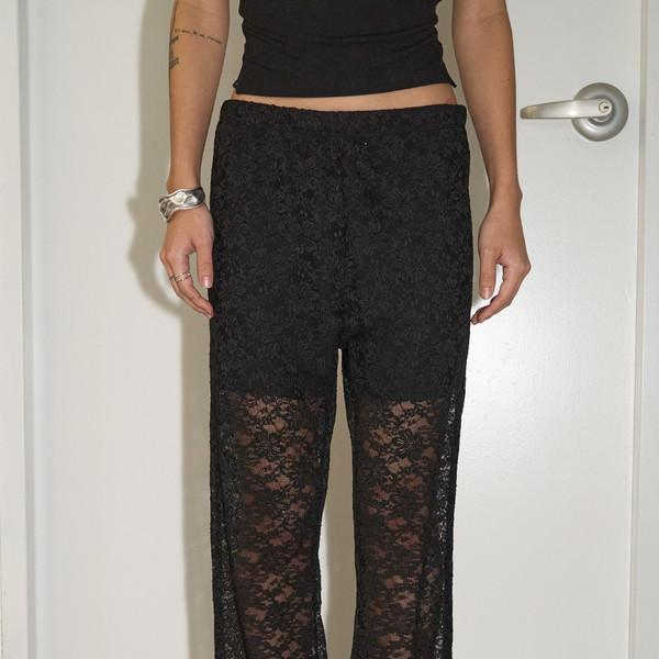 Bohemian Sheer Lace Banding Pants (Black)