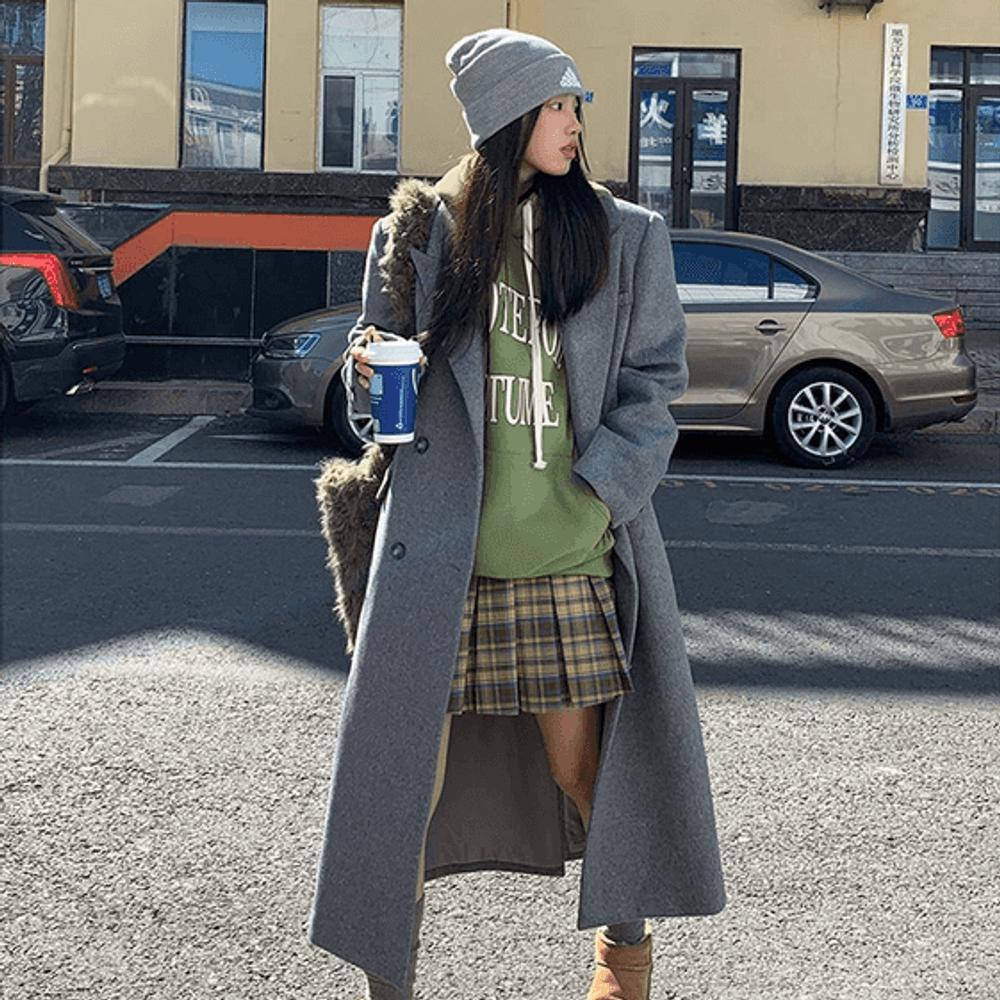 더블모직코트 회색 여자겨울코트 루즈핏울코트