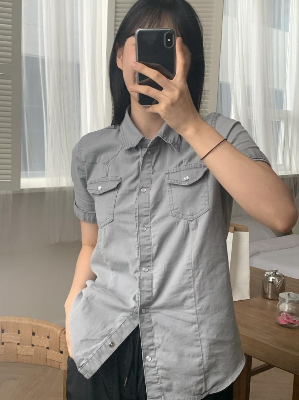 [S-L] 켈린 슬림 반팔 데님셔츠 3colors