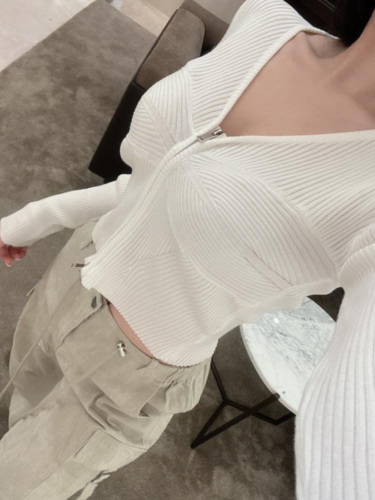 프론트 지퍼 골지 집업 가디건 (수입)