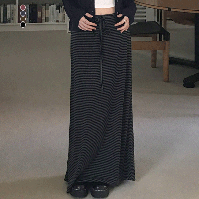 [허리조절/핏보장💌] 찰랑스트라이프맥시스커트 (4color)