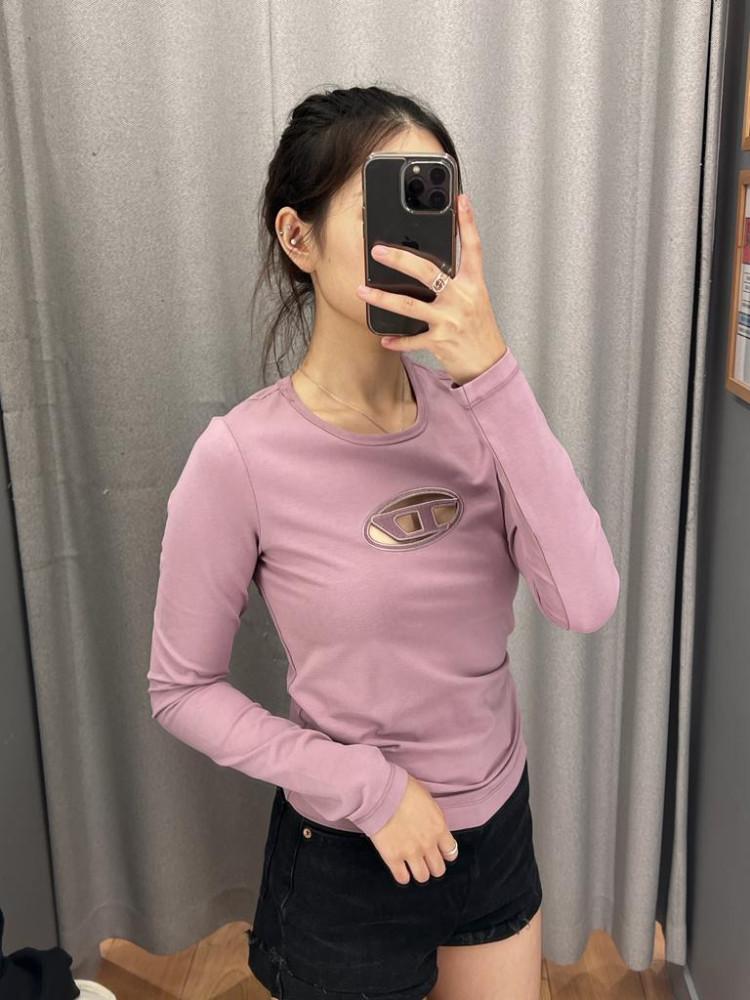 디젤 T-ANGIE 로고 컷아웃 긴팔 티셔츠