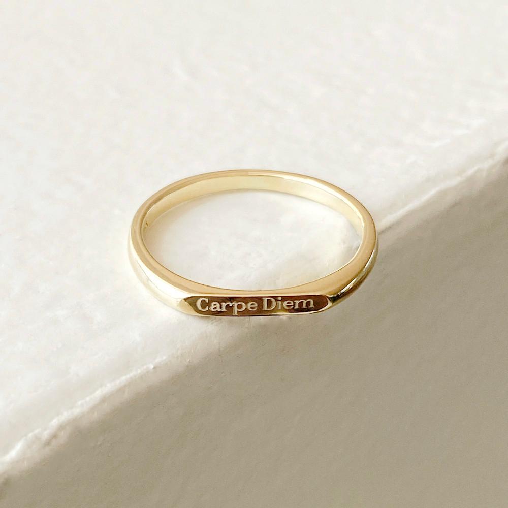 14k 이니셜 각인 레터링 플랫 슬림 링 우정 가족 모녀 금 반지