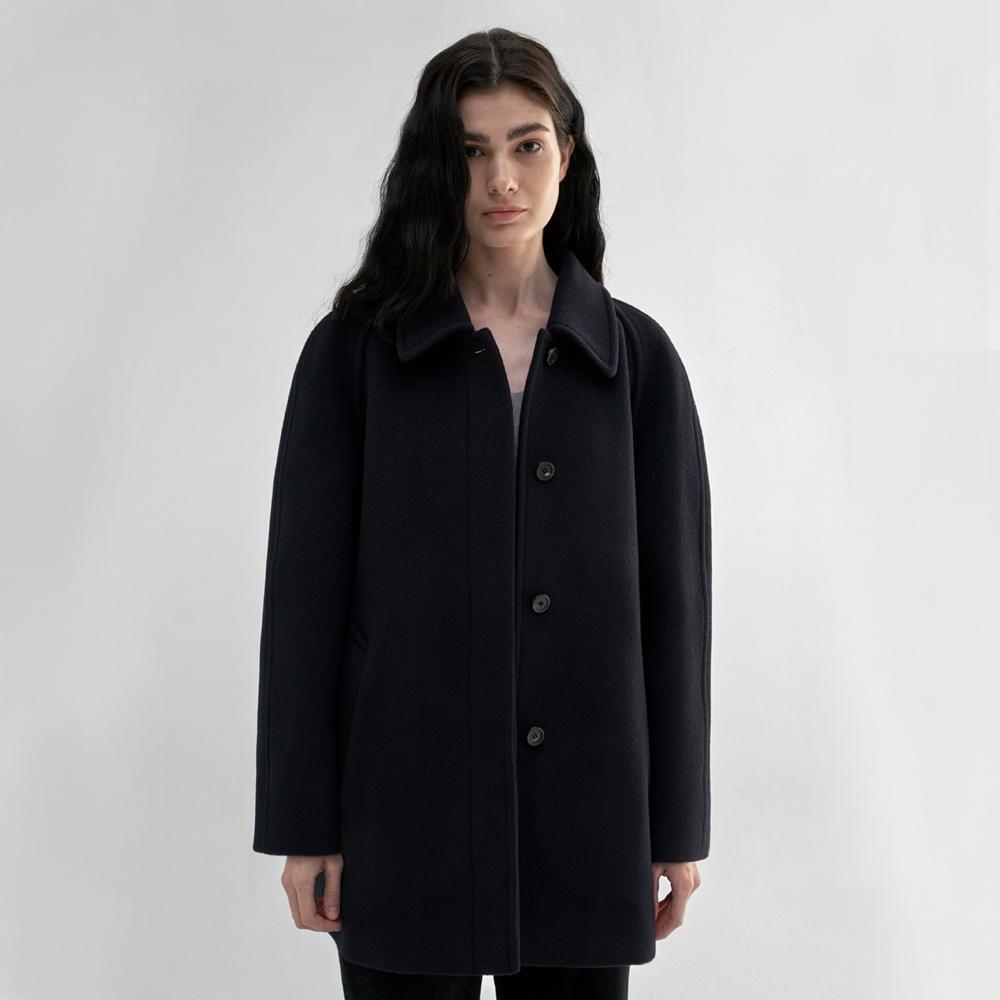 Cashmere Half balmacaan coat (Navy)