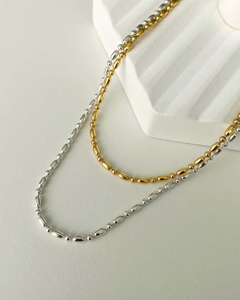 실버925 믹스매치 도트 체인 목걸이 N0162