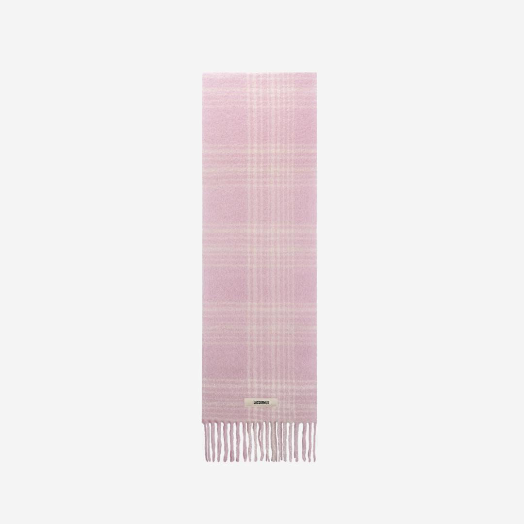 Jacquemus L’echarpe Carro Le Chouchou Jacquard Check Scarf Light Pink
