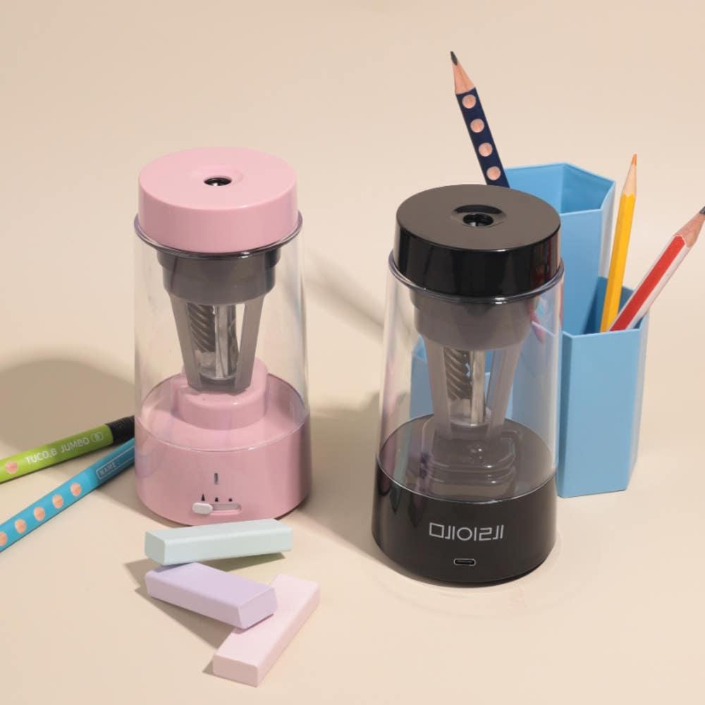 자동상승연필깎이 전동연필깍이 휴대용미니 점보색연필 돌리올리
