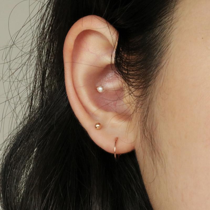 14K 골드 볼 3mm 귀걸이 (2 color)