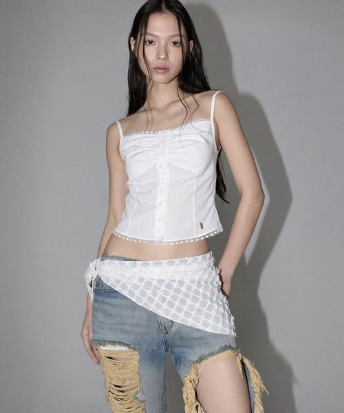 Yuna Shirring Blouse (white)
