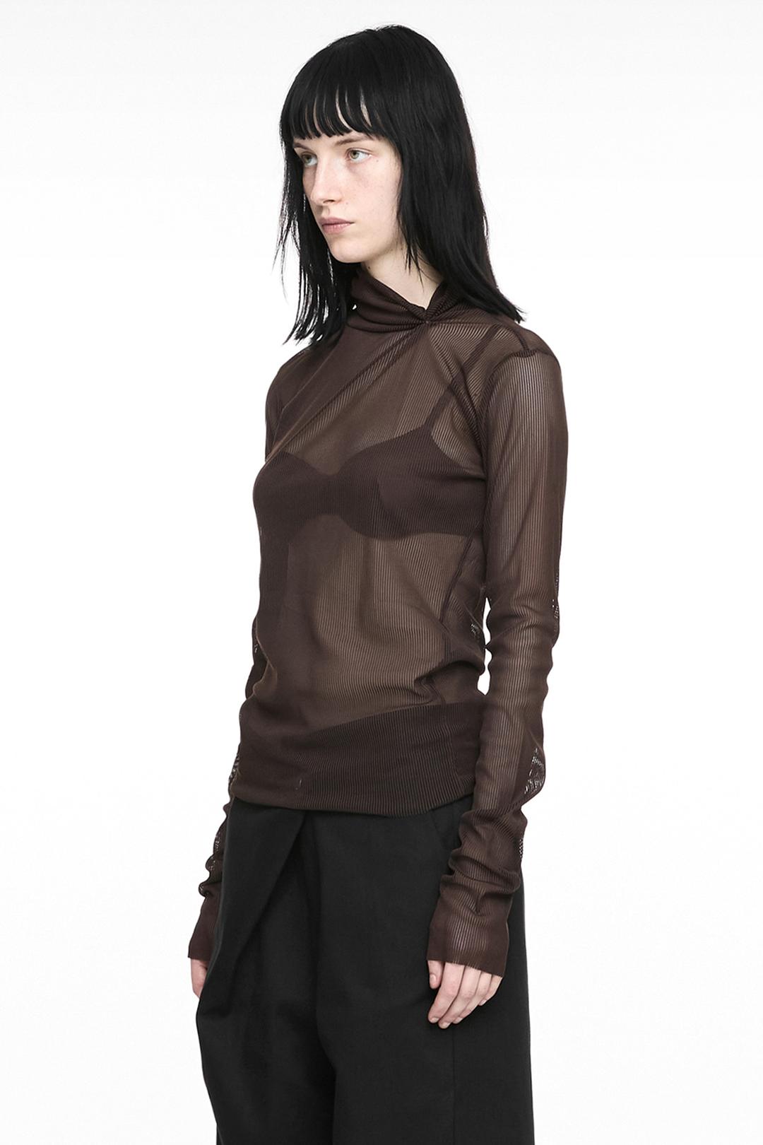 PULLED NECK LONG SLEEVE BROWN