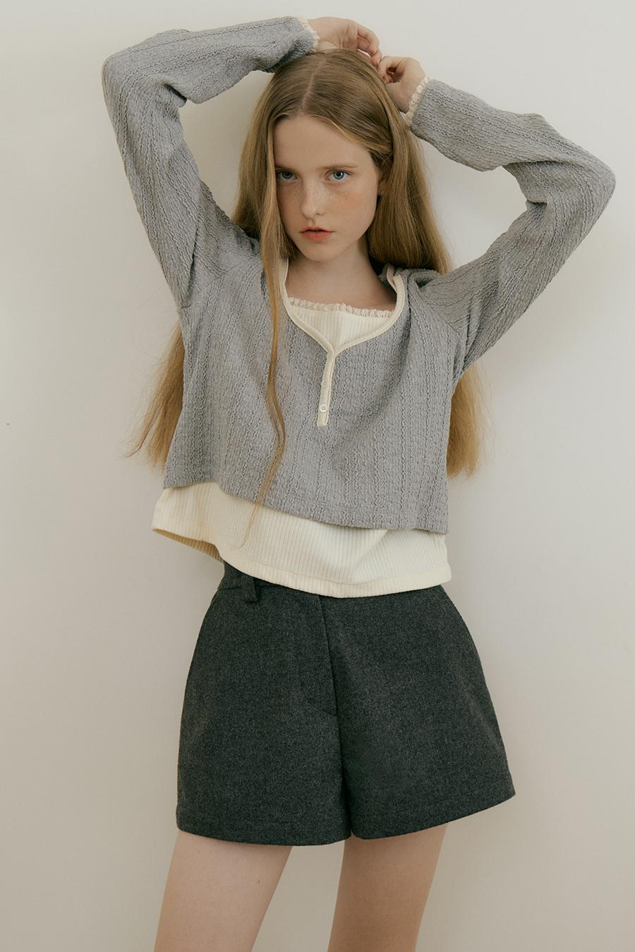 JACQUARD LAYERED T-SHIRT - GRAY