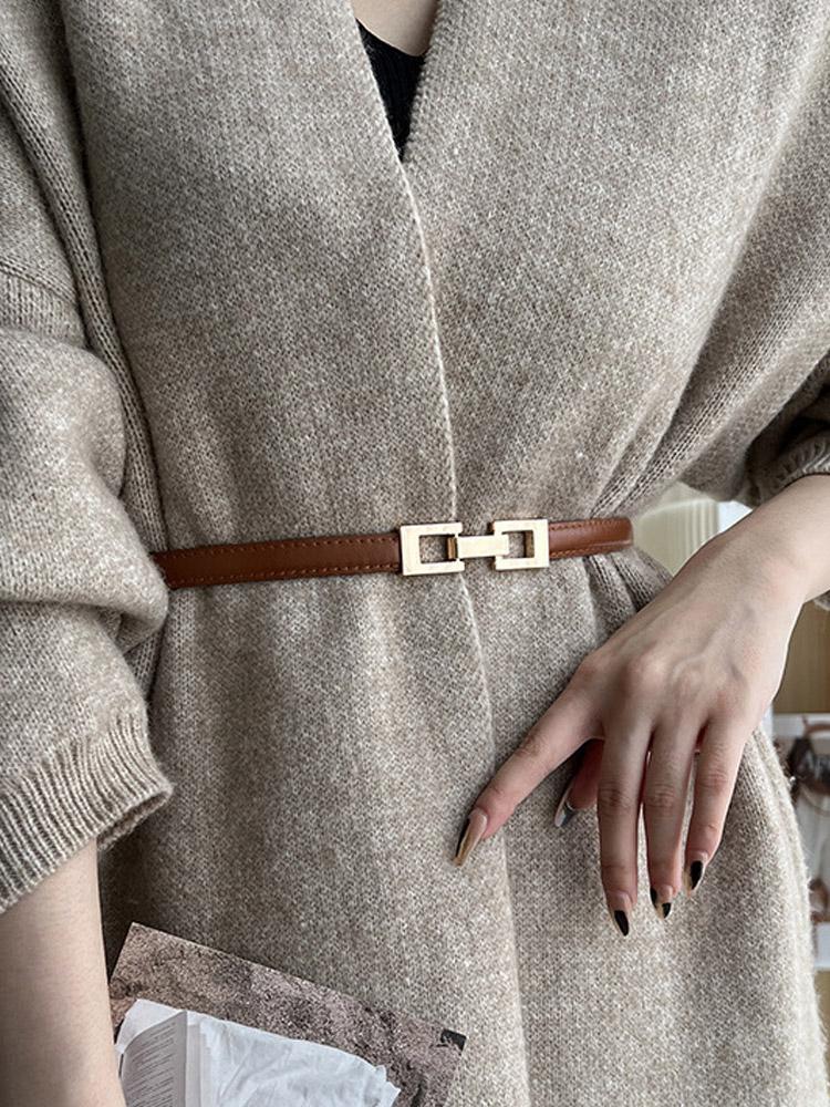 루즈루나 샤크 원피스 여성 정장 코트 얇은 슬림 금장 벨트 J-210