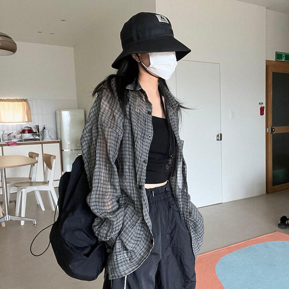 see-through check shirt 해브 시스루 체크 셔츠 (3color)