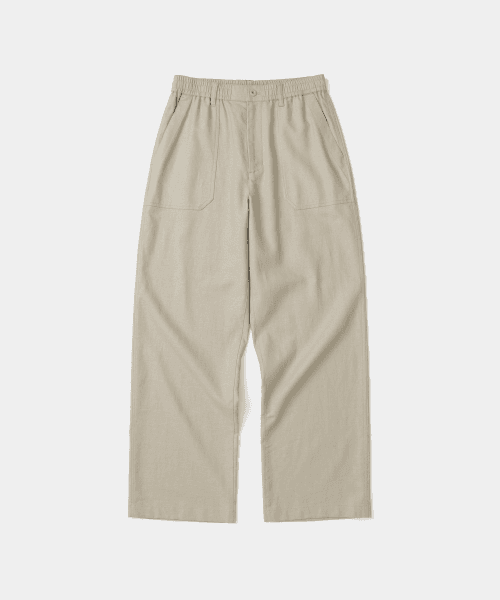 linen blended banding fatigue pants beige
