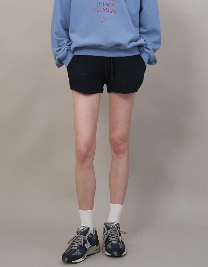 FLUID) Knit Drawstring Shorts (Black)