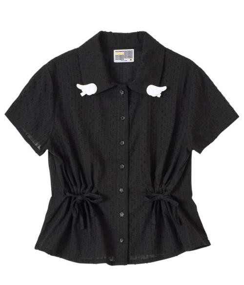 YB x Oliwa Wing Pin Tie Waist Shirt_black