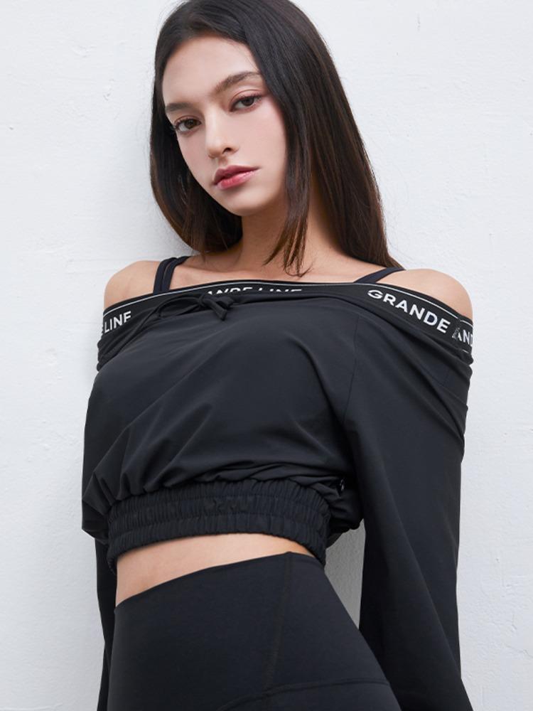 엘스트레치 로고 밴드 오프숄더