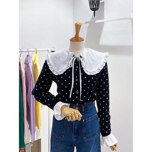 [갤러리아] [레코브]도트배색 라운드 가디건(LC61D3KC504X)