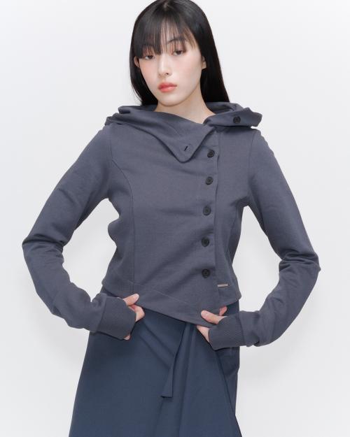 미세키서울(MISEKI SEOUL)  Cowl neck botton hoodie CHARCOAL - 사이즈 & 후기 | 무신사