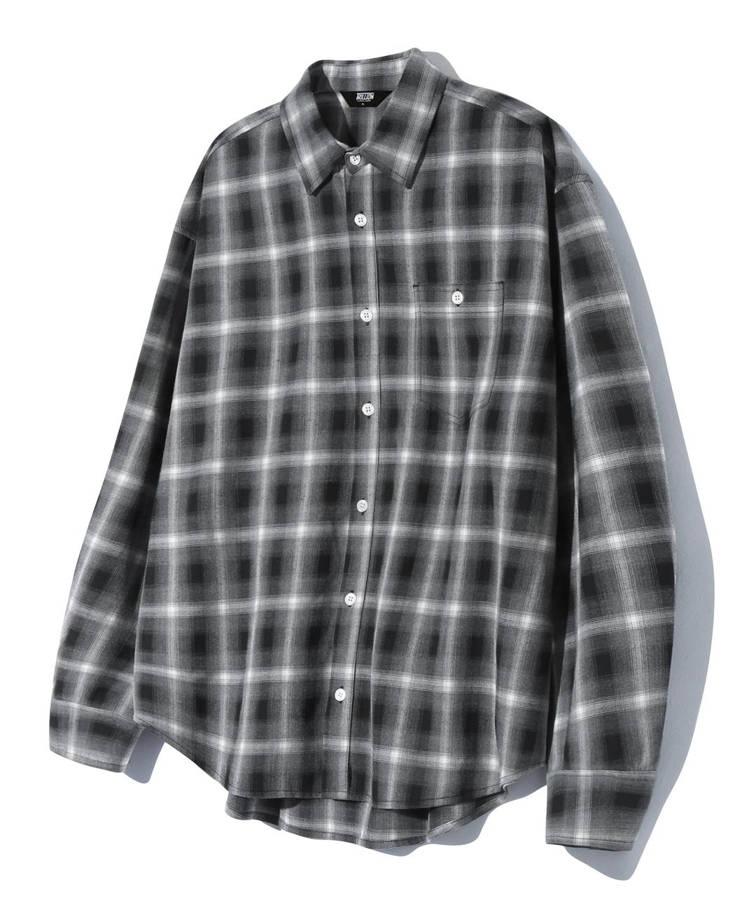 원 포켓 옴브레 체크 셔츠 (BLACK)