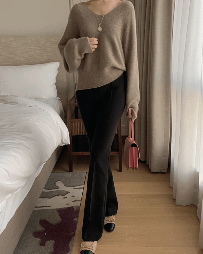 드레이프 알파카 브이니트(2 col)