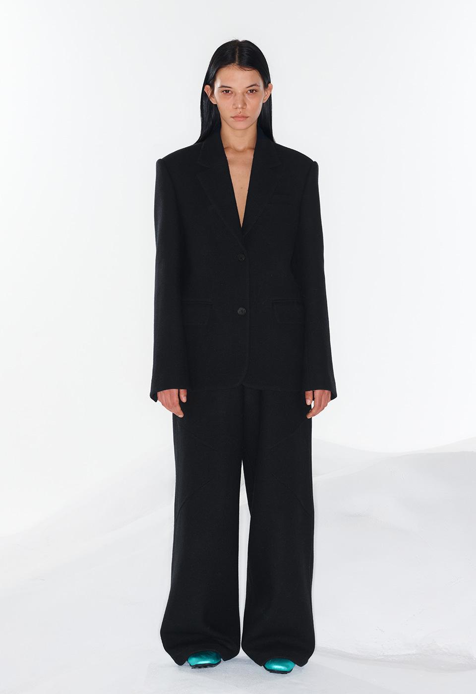 WOOL WIDE-LEG PANTS, BLACK