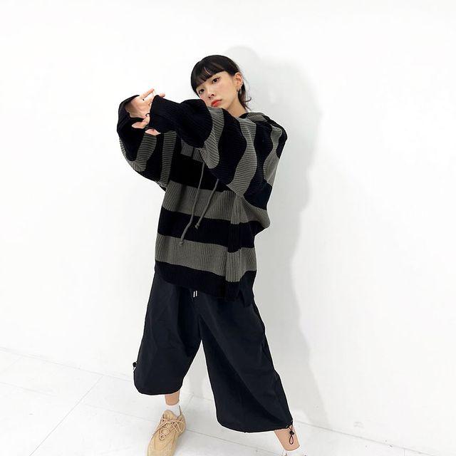 [뉴진스 민지님 착용] 오버핏 스트라이프 후드 워머 니트 3color