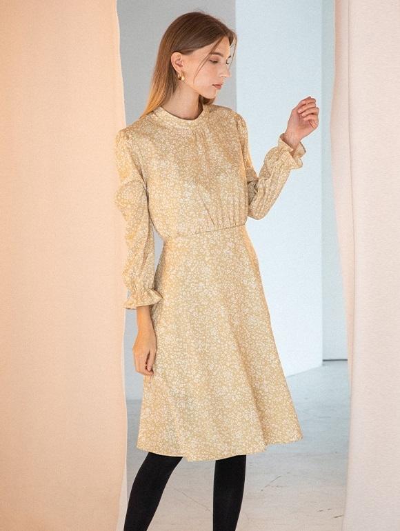 [~77사이즈]플로럴 모크넥 롱원피스(CX9OPF2)