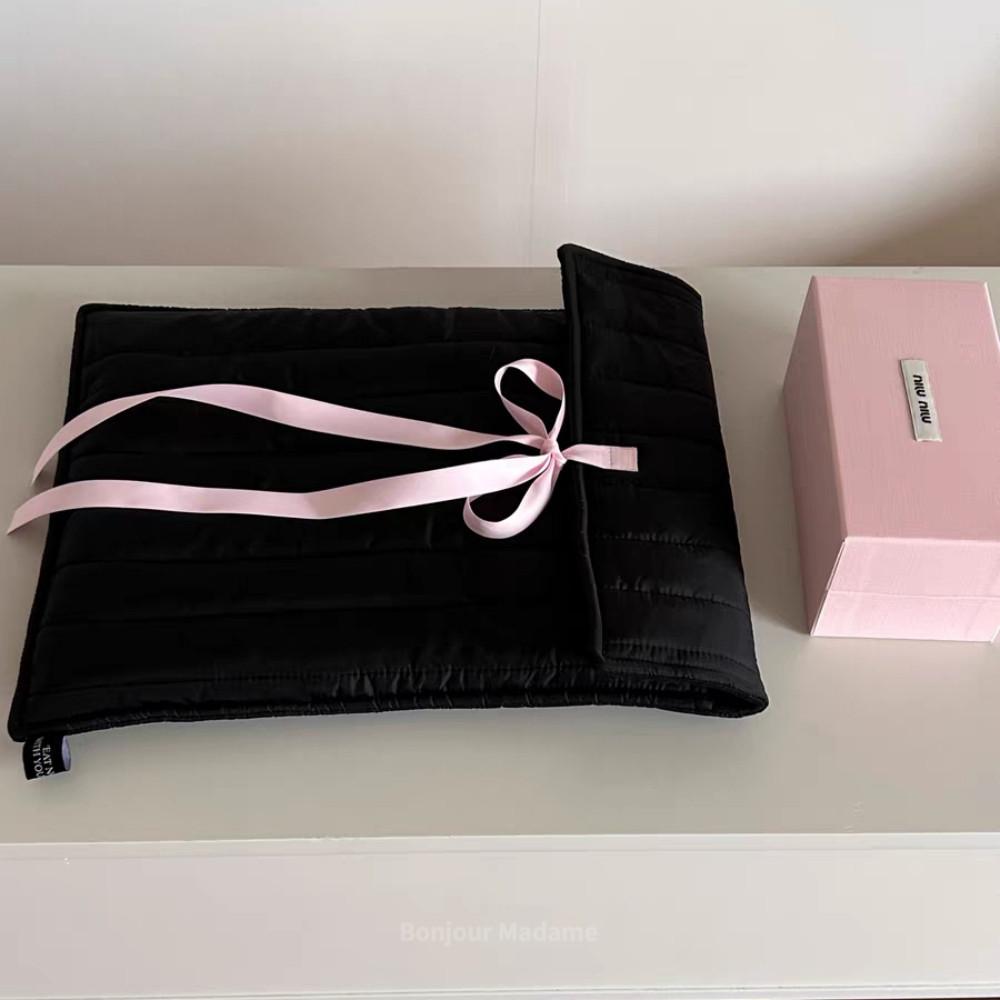 리본 블랙 패딩 노트북 파우치 아이패드파우치