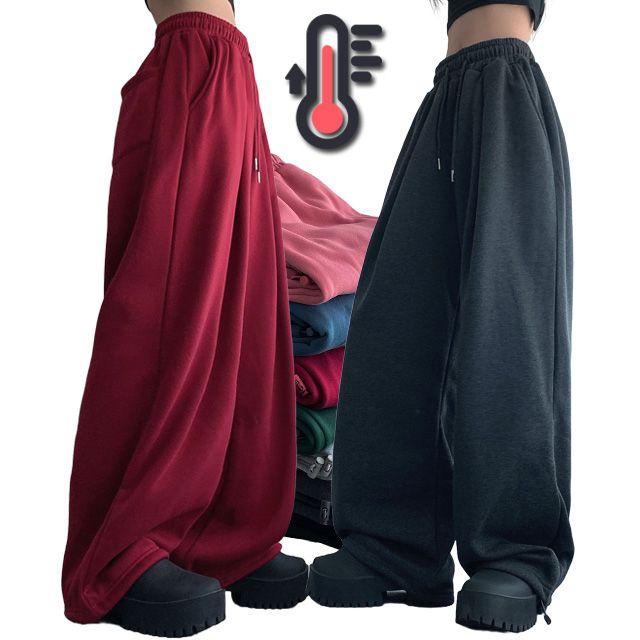 도톰 기모 오버핏 핀턱 와이드 트레이닝 팬츠_프리플랜